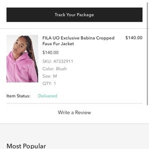 Urban Outfitters FILA exclusive babina cropped faux fur jacket